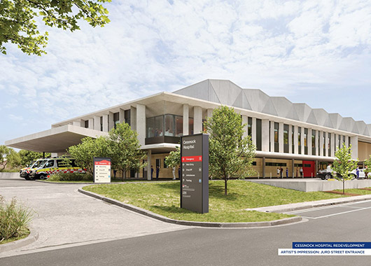 1 cessnock hospital redevelopment schematic design jurd st entrance 1920x1357