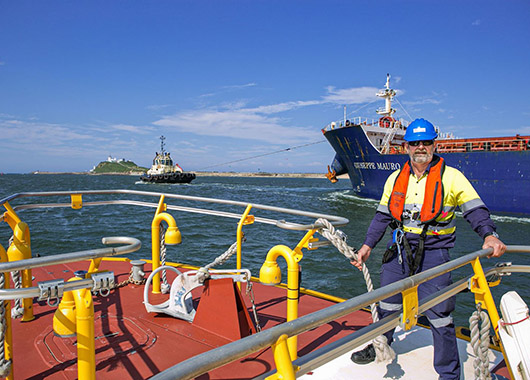 Cutter crew vessel in Newcastle harbour
